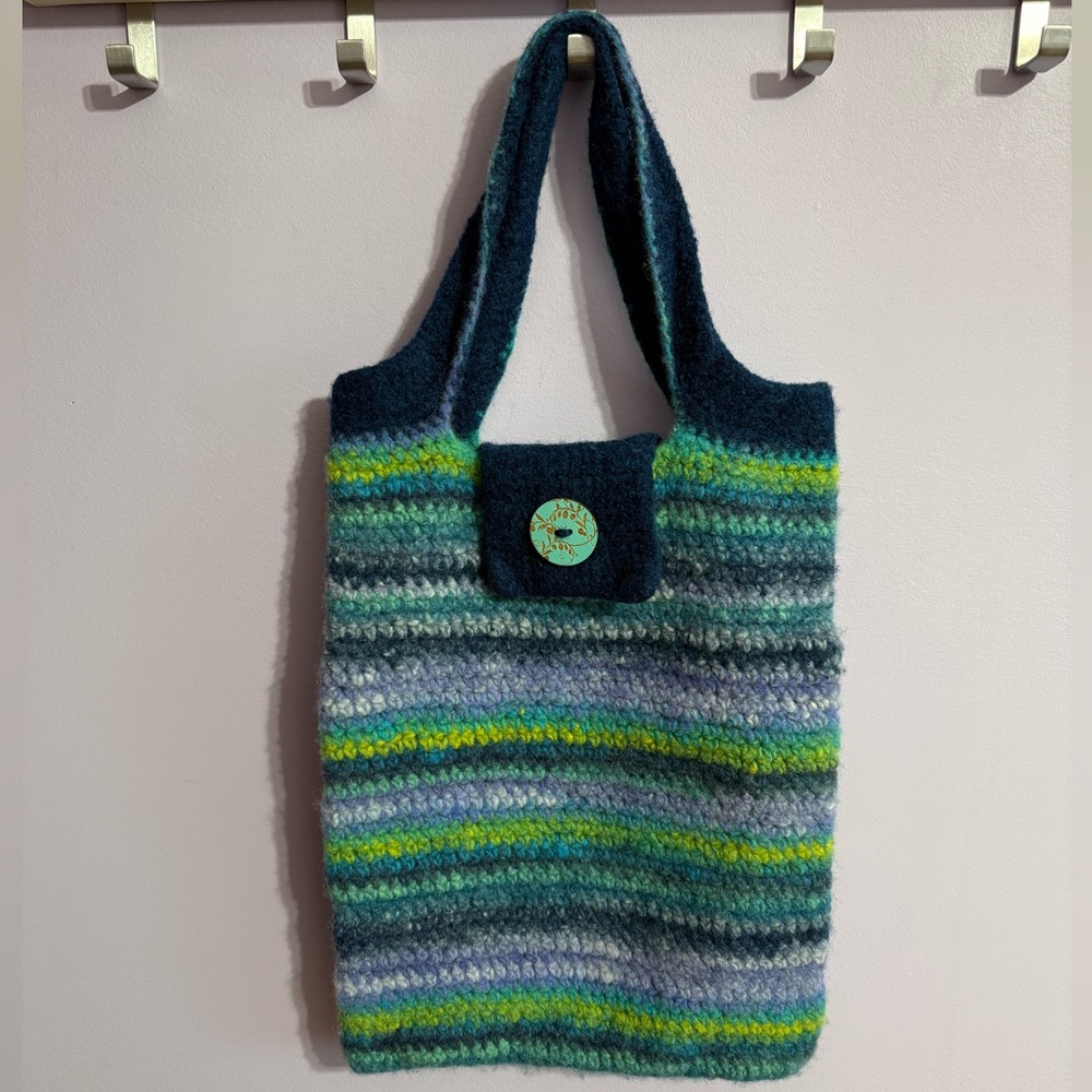 Handmade Tote Bag with Button Flap Closure